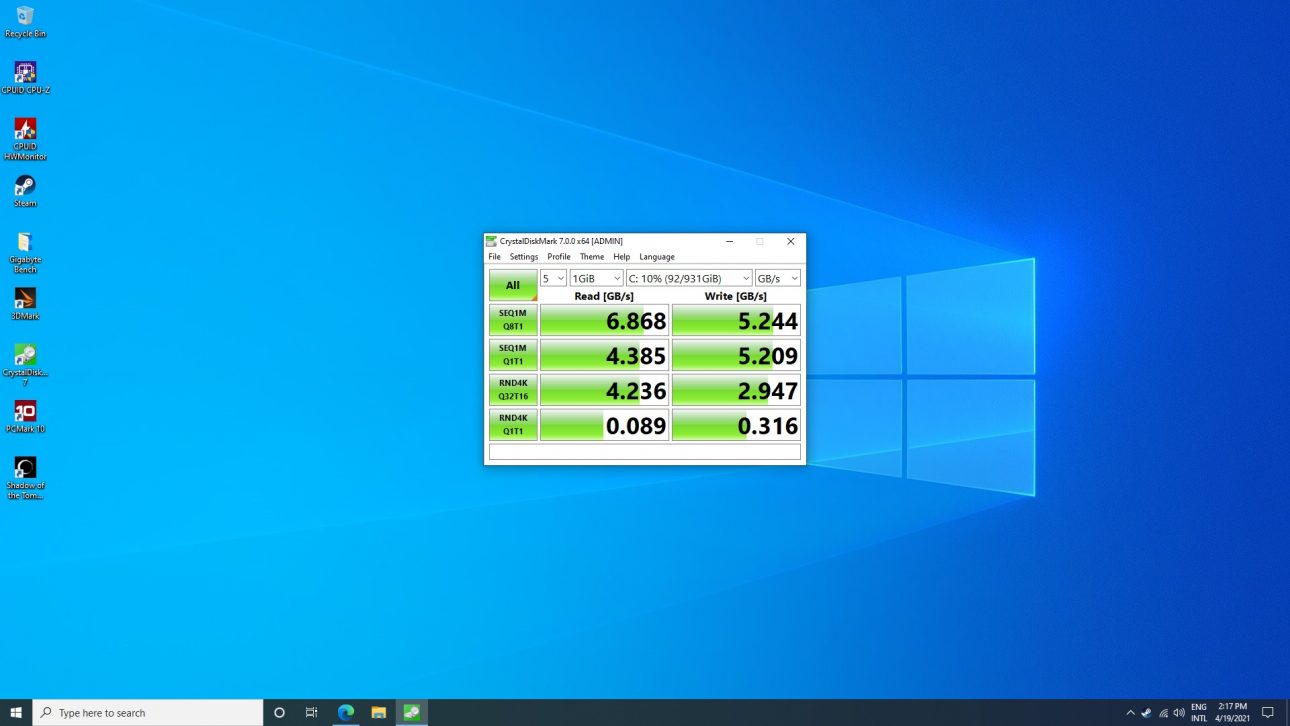 Gigabyte Z590 AORUS Pro AX có tối ưu với Intel Core i9-11900K? - Crystaldiskmark