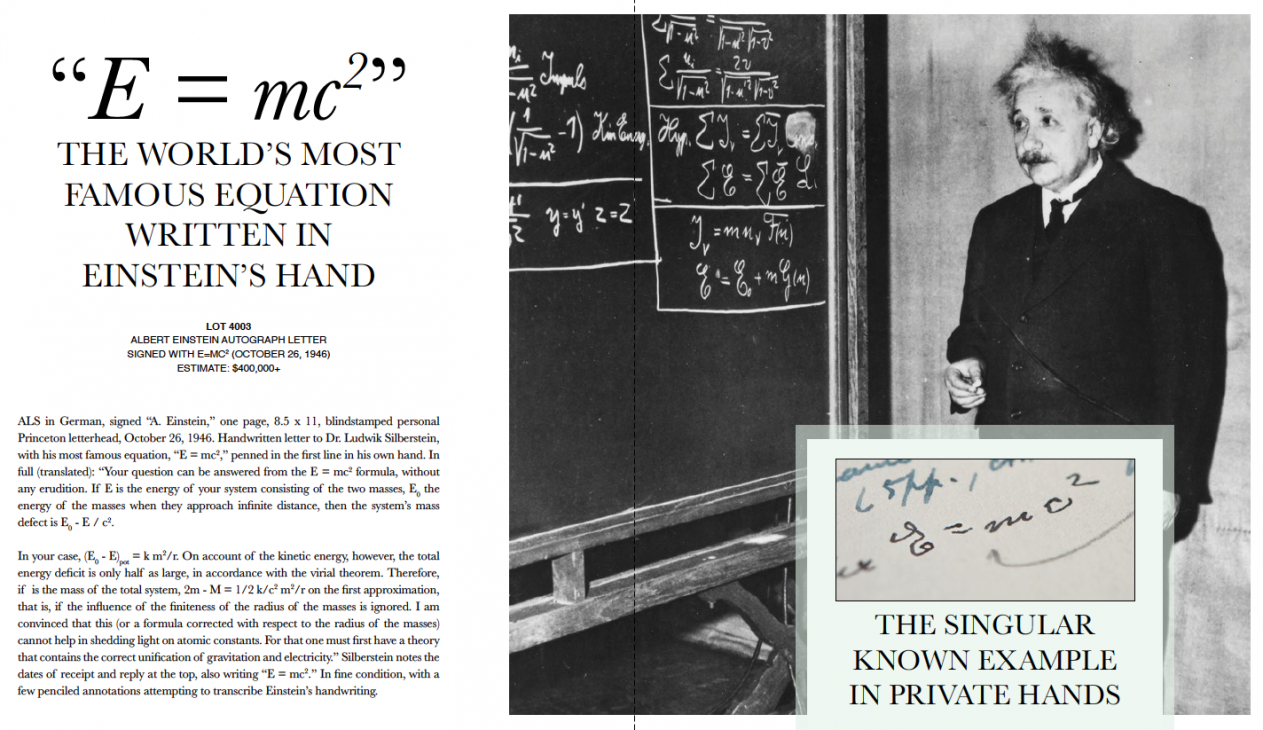 Bức thư viết tay của thiên tài vật lý Albert Einstein chứa phương trình E = mc2 bán giá khủng - Albert Einstein