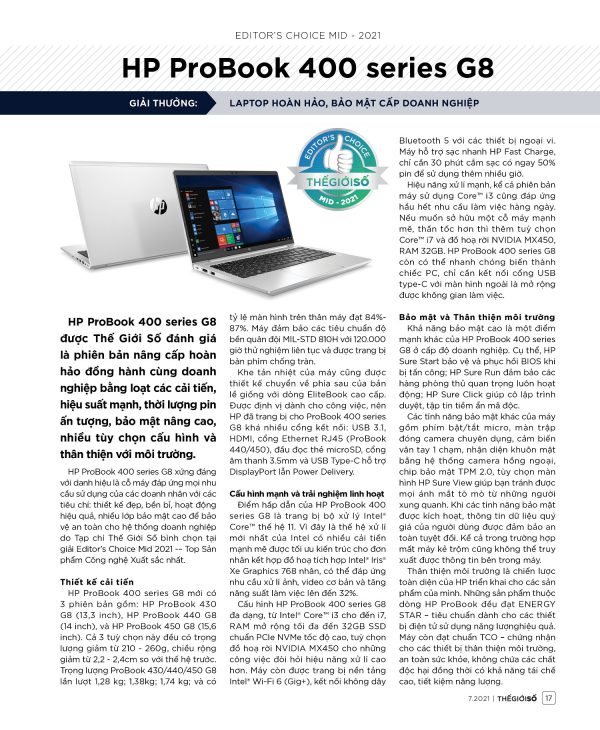 Editor's Choice Mid 2021: HP ProBook 400 series - Laptop hoàn hảo, bảo mật cấp doanh nghiệp - 17 EDs Choice 1 tr HP ProBook 400 series G8