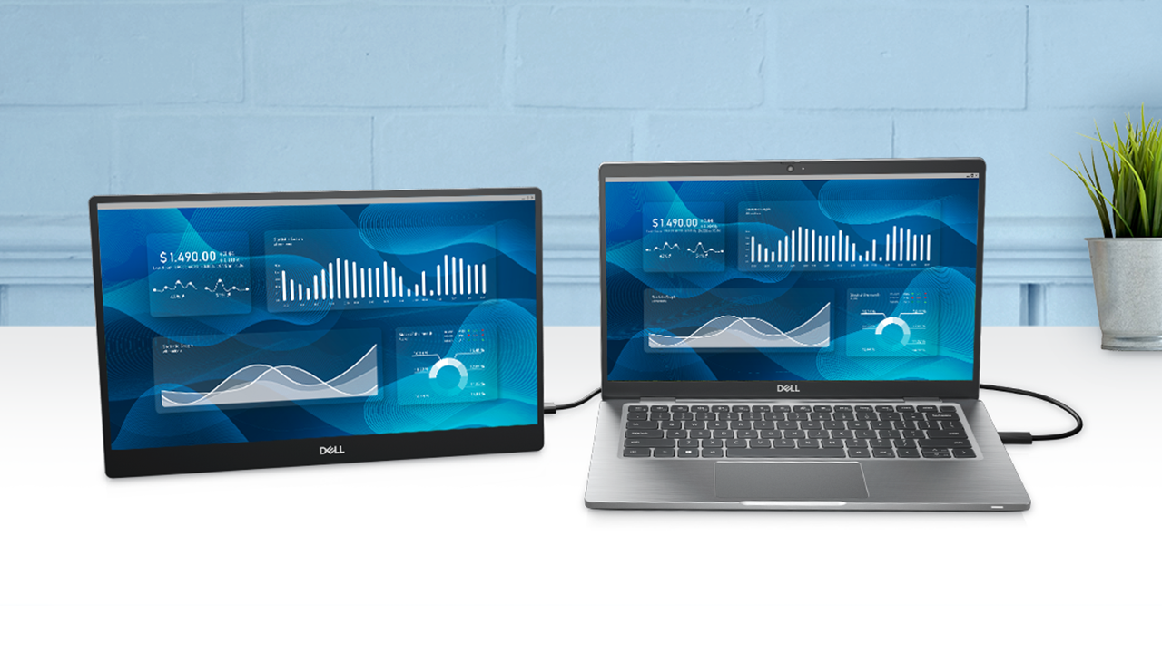3 dòng màn hình Dell thích hợp học và làm việc từ xa - C1422H lifestyle laptop with monitor 02