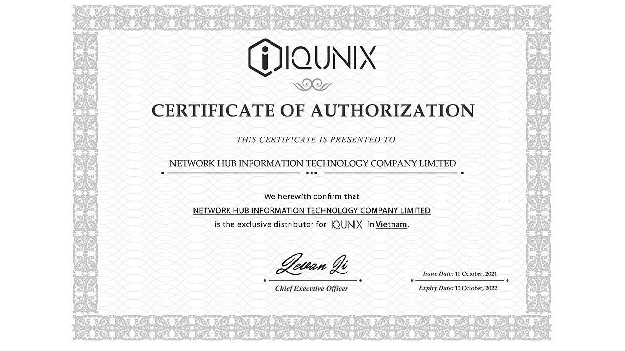 NETWORK HUB độc quyền phân phối bàn phím cơ IQUNIX tại Việt Nam - Chung nhan NPP IQUNIX