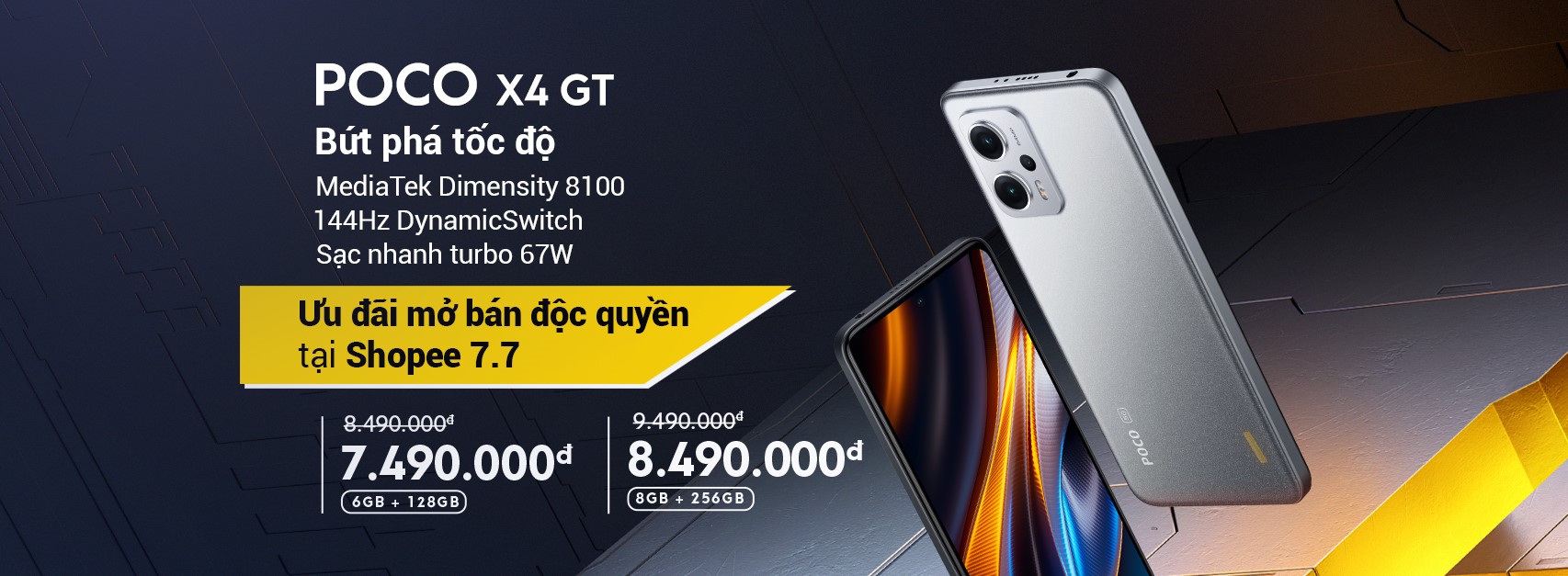 POCO X4 GT có màn hình 144Hz, mở bán với giá ưu đãi từ 7,49 triệu đồng - POCO X4 GT noi bat voi man hinh 144Hz mo ban voi gia uu dai tu 749 trieu dong 1