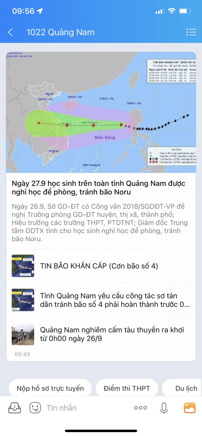 Tin khẩn về bão Noru cập nhật nhanh trên tài khoản Zalo chính thức - Minh hoa 1 2 Bao Noru co kha nang anh huong truc tiep den 4 tinh Da Nang Quang Nam Quang Ngai Binh Dinh