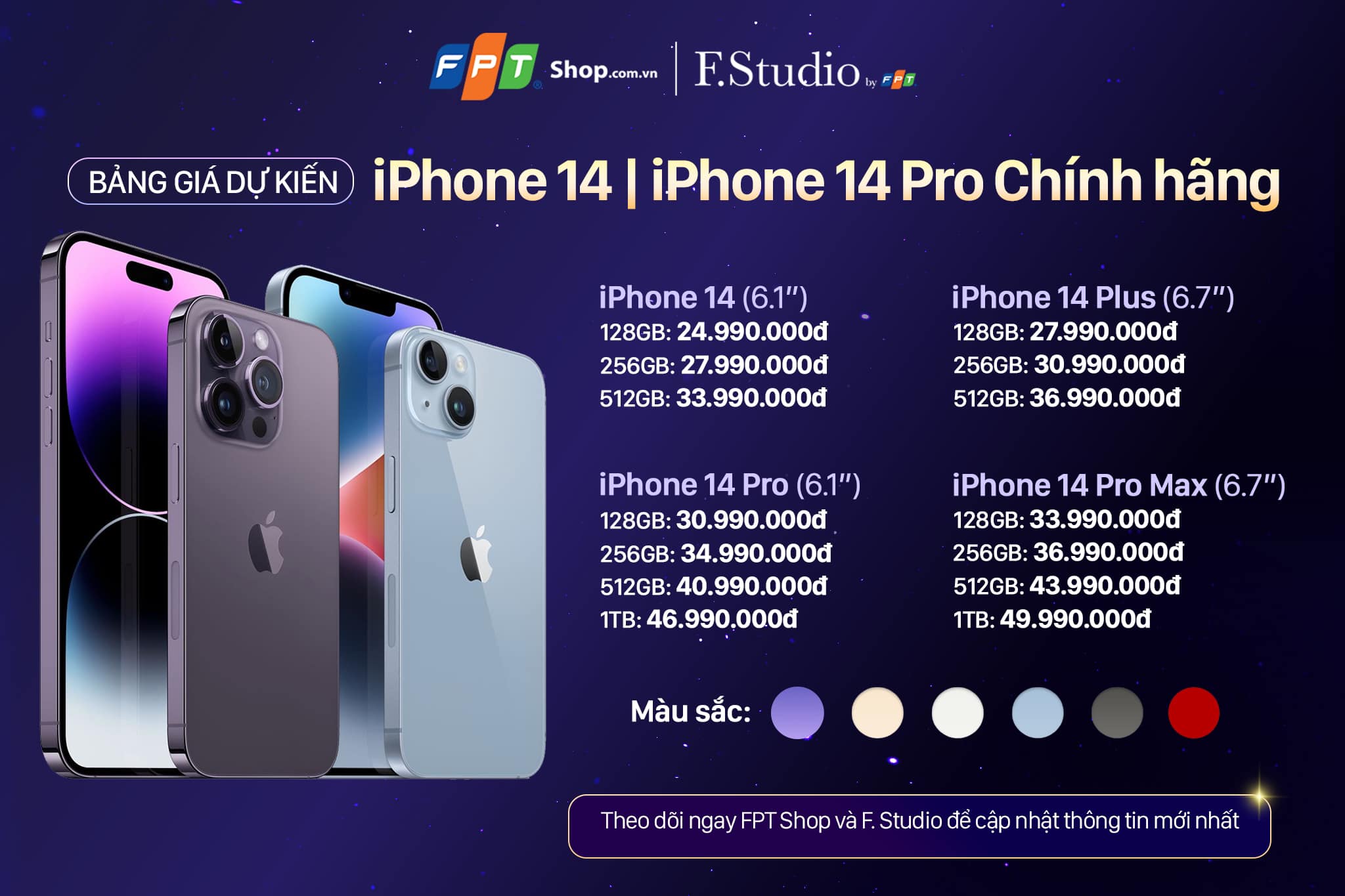 iPhone 14 đã có giá dự kiến, dòng Pro Max được ưa chuộng nhất - fpt Shop gia du kien