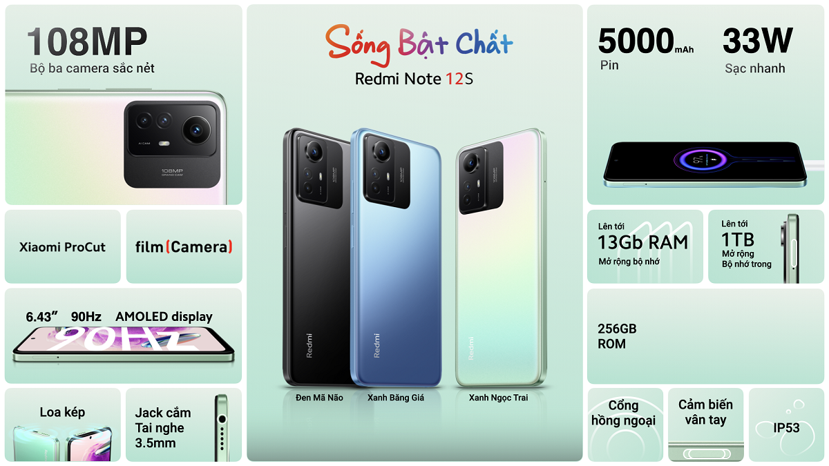 Ra mắt bộ đôi Redmi Note 12S và 12 Pro, lý tưởng cho giải trí và sáng tạo, giá từ 6,6 triệu đồng - K6A K7SR Present.021
