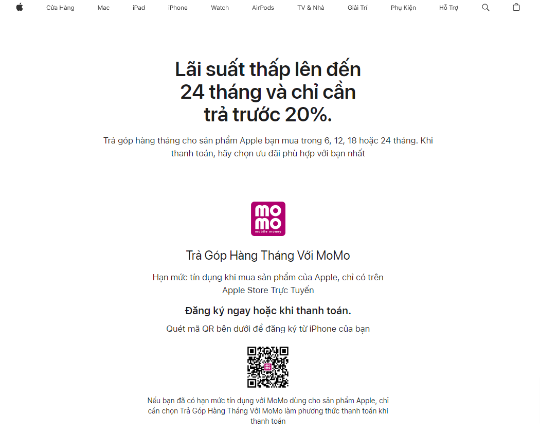 Apple Store trực tuyến đã mở tại Việt Nam, có thể mua hàng trả góp qua MoMo - MoMo Payment Method 01