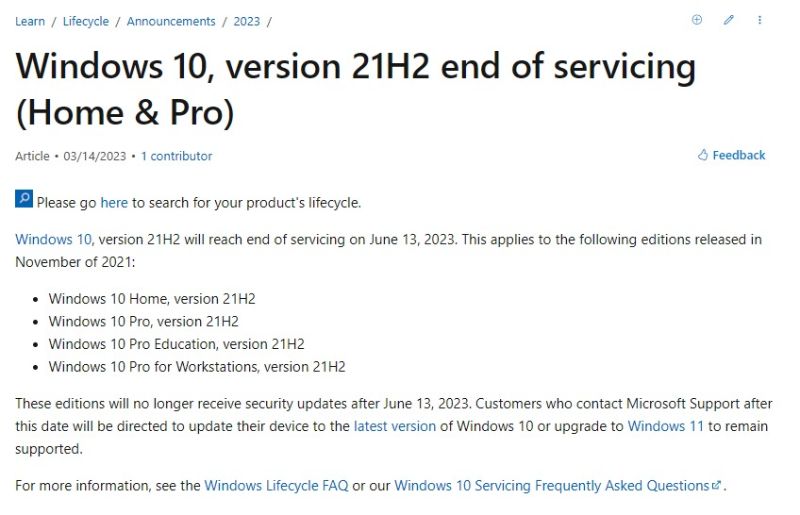 Microsoft chính thức ngừng hỗ trợ Windows 10 21H2 - 2 11