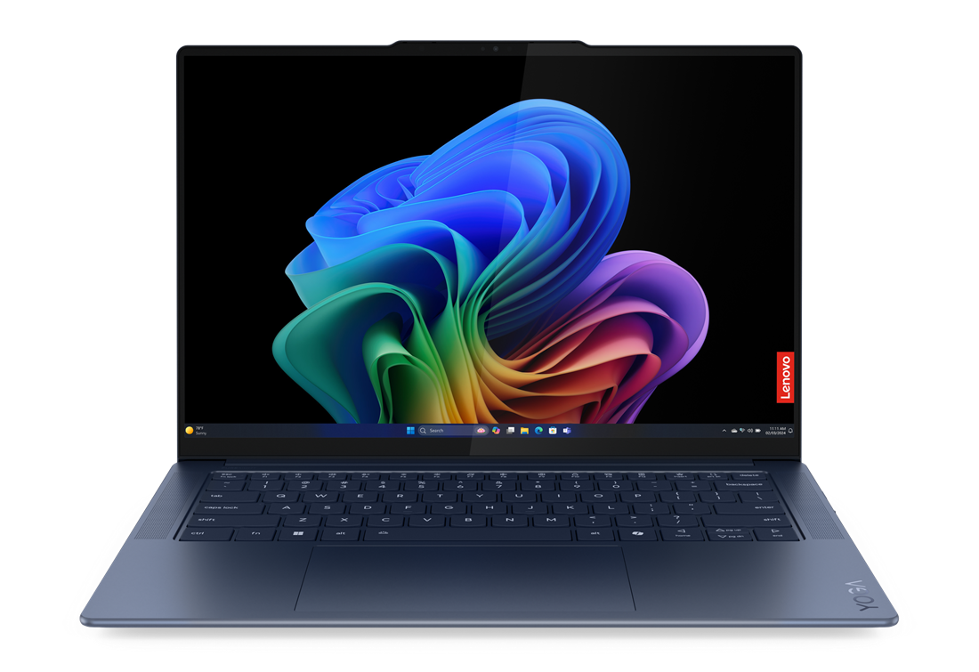 Lenovo ra mắt PC Copilot+ với bộ đôi Yoga Slim 7x và ThinkPad T14s Gen 6  - 12 Yoga Slim 7X QC Cosmic Blue Front open display JD