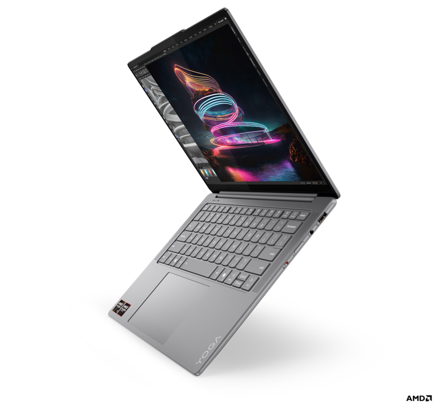 Lenovo trình làng loạt laptop Copilot+ PC mới hiệu năng cao, thỏa sáng tạo tại IFA 2024 - Yoga Pro 7 14 9 Luna Gray LCD 3Q left thin light screen open