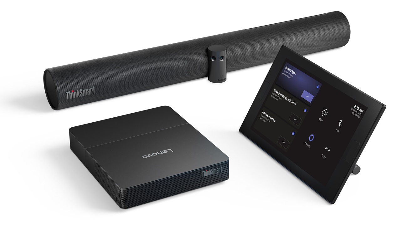 Lenovo ra mắt giải pháp hội họp tích hợp AI đầu tiên - ThinkSmart Core Gen 2 - 03 ThinkSmart Core 2 TeamsUI Core 2 and TS Controller and TS Bar 180 edited