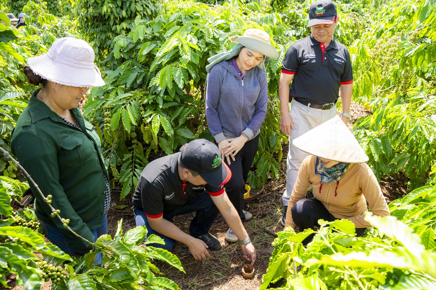 NESCAFÉ Plan được trao “Giải thưởng năm”  của Human Act Prize 2024 vì đóng góp cho nông dân trồng cà phê - Cán bọ hõ trọ nong nghiẹp của Nestlé Viẹt Nam huóng dãn nong dan tròng cà phe thục hành canh tác nong nghiẹp tái sinh