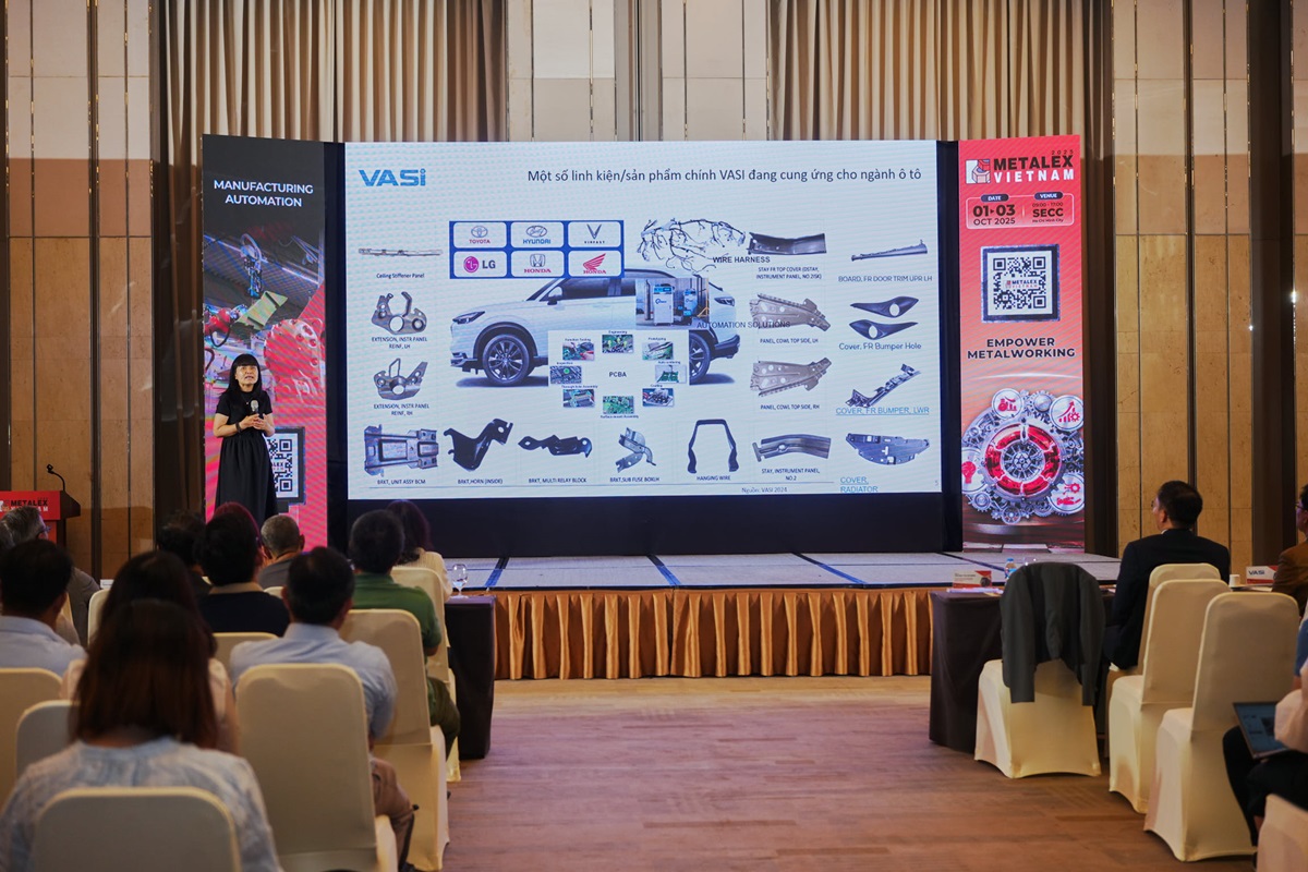 METALEX Vietnam 2025: Đồng hành cùng ngành cơ khí và chế tạo thích ứng bối cảnh cạnh tranh mới 1 METALEX Vietnam 2025: Đồng hành cùng ngành cơ khí và chế tạo thích ứng bối cảnh cạnh tranh mới - Ba Truong Thi Chi Binh Pho Chu tich Tong thu ky Hiep hoi Cong nghiep Ho tro Viet Nam VASI phat bieu tai su kien RX Tradex M Talks Metalex 2
