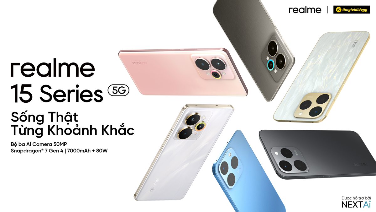 realme 15 Series trình làng với bộ ba AI camera 50MP, pin khủng 7.000mAh và loạt tính năng AI "phù phép" - 15series vn rotate 16X9