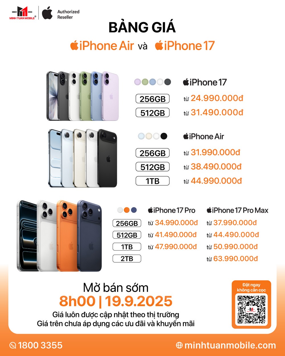 Đặt cọc iPhone 17 - Minh Tuấn Mobile không nhận tiền, vẫn ưu đãi 4 triệu đồng - minh tuan mobile mo dat coc iphone 17 01