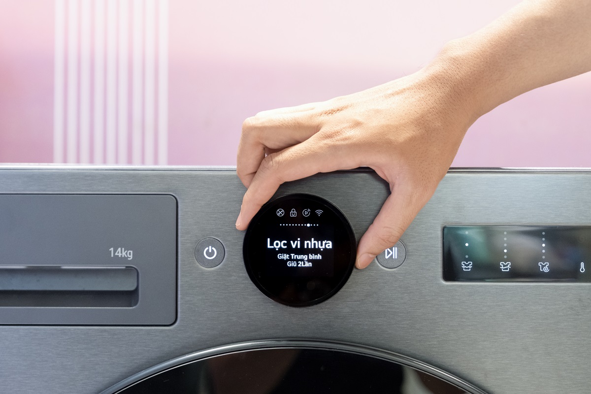 Bộ giải pháp giặt sấy LG 2026 lột xác về thiết kế lẫn công nghệ, giảm 60% vi nhựa, tiết kiệm 40% điện - Chu trinh giat Loc vi nhua giam thieu 60 luong vi nhua phat thai ra moi truong
