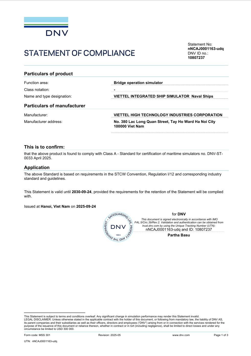 Hệ thống mô phỏng huấn luyện hàng hải đạt chứng nhận quốc tế cao nhất - 2 Chung nhan khang dinh san pham dap ung day du cac yeu cau khat khe ve do chinh xac do chan thuc va an toan theo chuan quoc te