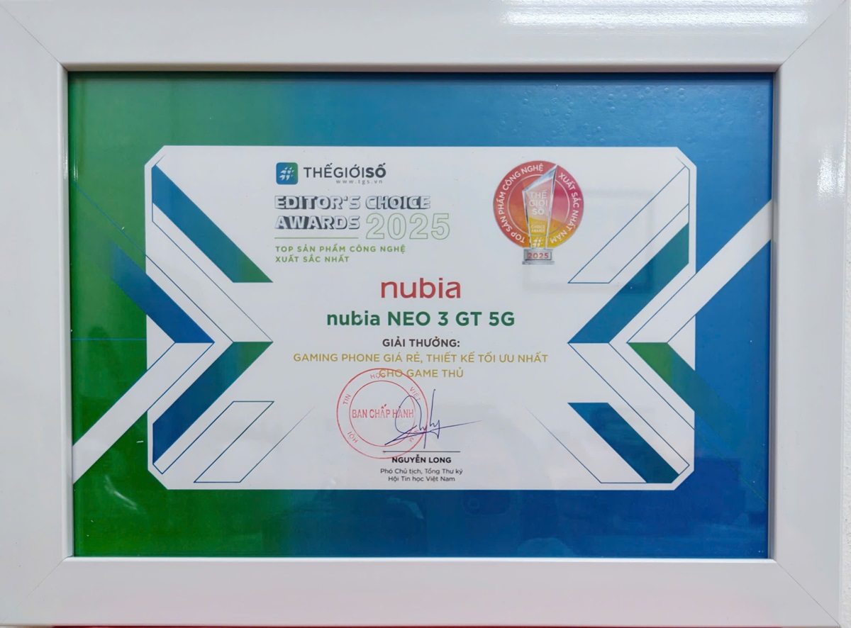 Giải Editor’s Choice Awards 2025: nubia NEO 3 GT 5G - Gaming phone giá rẻ, thiết kế tối ưu nhất cho game thủ - Nubia