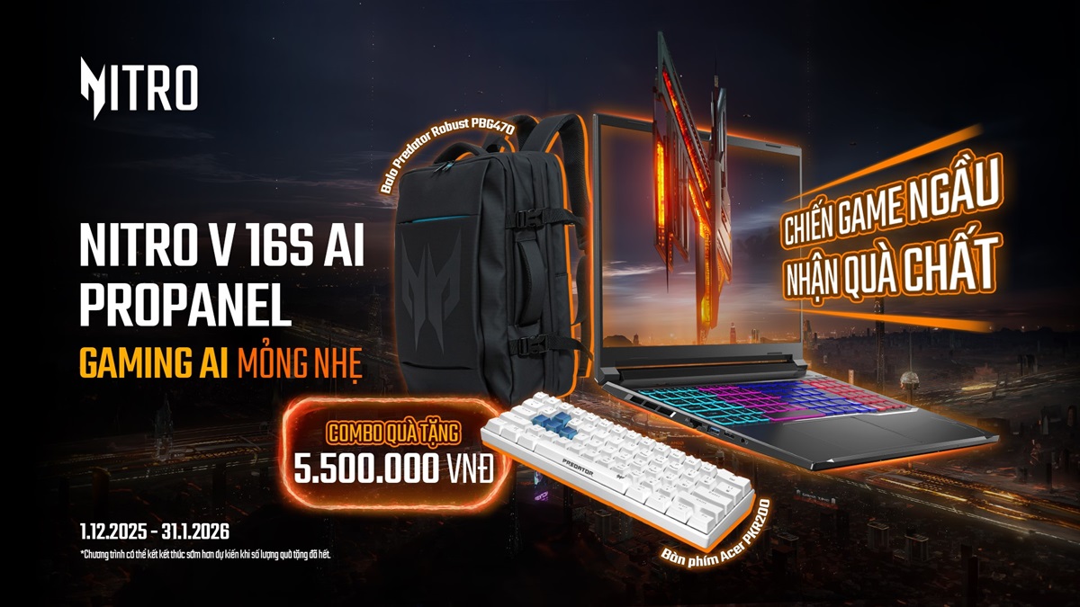 Nitro V 16S ProPanel: Laptop gaming mỏng nhẹ, mạnh mẽ với Ryzen AI và RTX 50 Series 4 Nitro V 16S ProPanel: Laptop gaming mỏng nhẹ, mạnh mẽ với Ryzen AI và RTX 50 Series - klkl