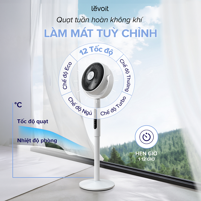 Đón mùa nóng, Levoit ra mắt quạt tuần hoàn không khí Levoit 22.9 cm - làm mát xa đến 30m - Lam mat tuy chinh CF Anh 1