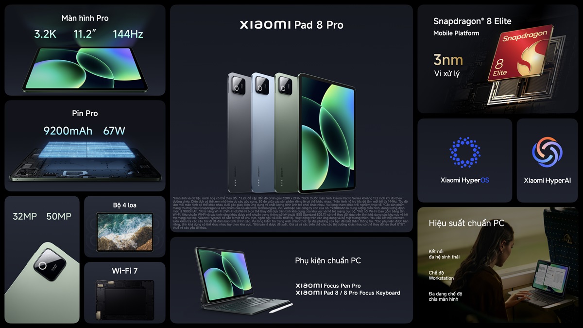 Xiaomi Pad 8 Series: Máy tính bảng có hiệu suất mạnh mẽ của PC 2 Xiaomi Pad 8 Series: Máy tính bảng có hiệu suất mạnh mẽ của PC - Xiaomi Pad 8 Pro