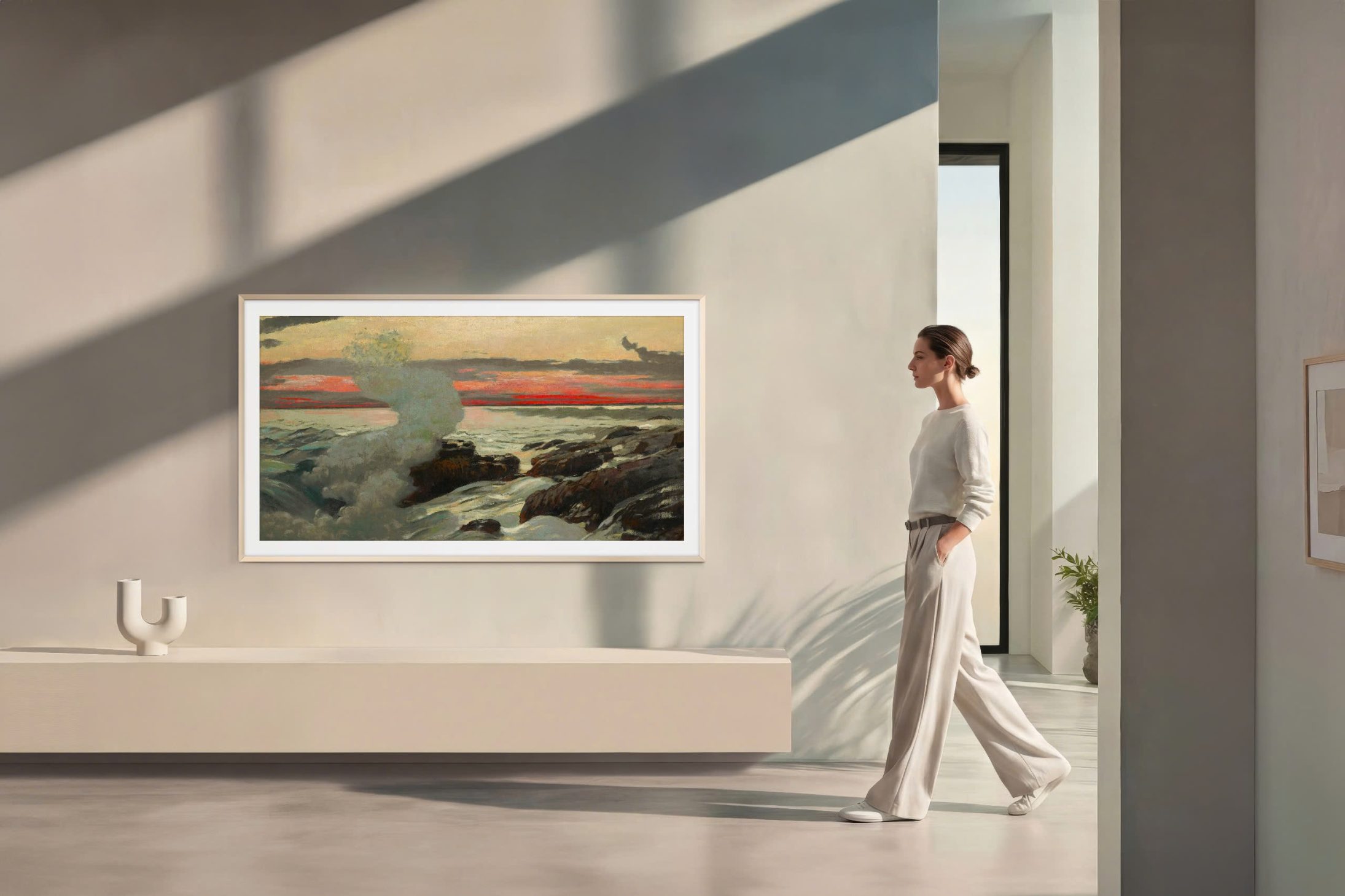 Samsung mở bán bộ sưu tập AI TV và loa lifestyle 2026 trên nền tảng online, theo dõi livestream được nhiều ưu đãi lớn - 5 2026 The Frame LS03HE FRONT WALL Art Mode