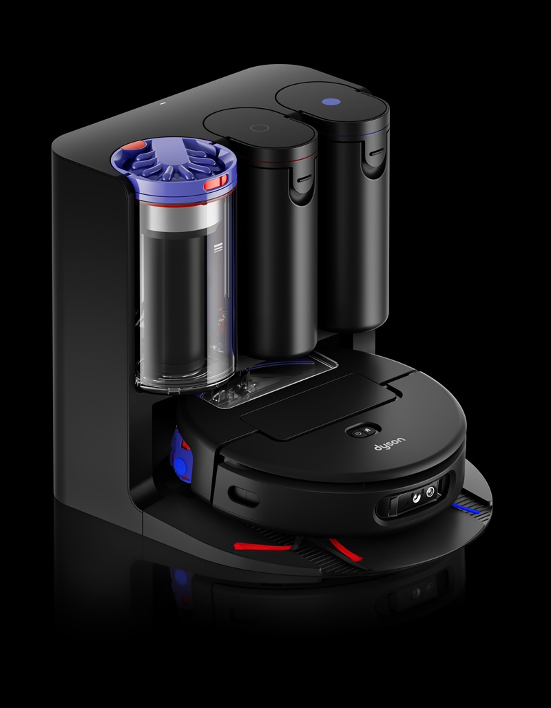 Robot hút bụi lau nhà thông minh Dyson Spot+Scrub™ Ai: Lau đến khi không còn bụi mịn mới ngưng - RB05 AA BLKVIBL 008 qq RGB 3QRight Dock Orthographic Hero A0 REFB