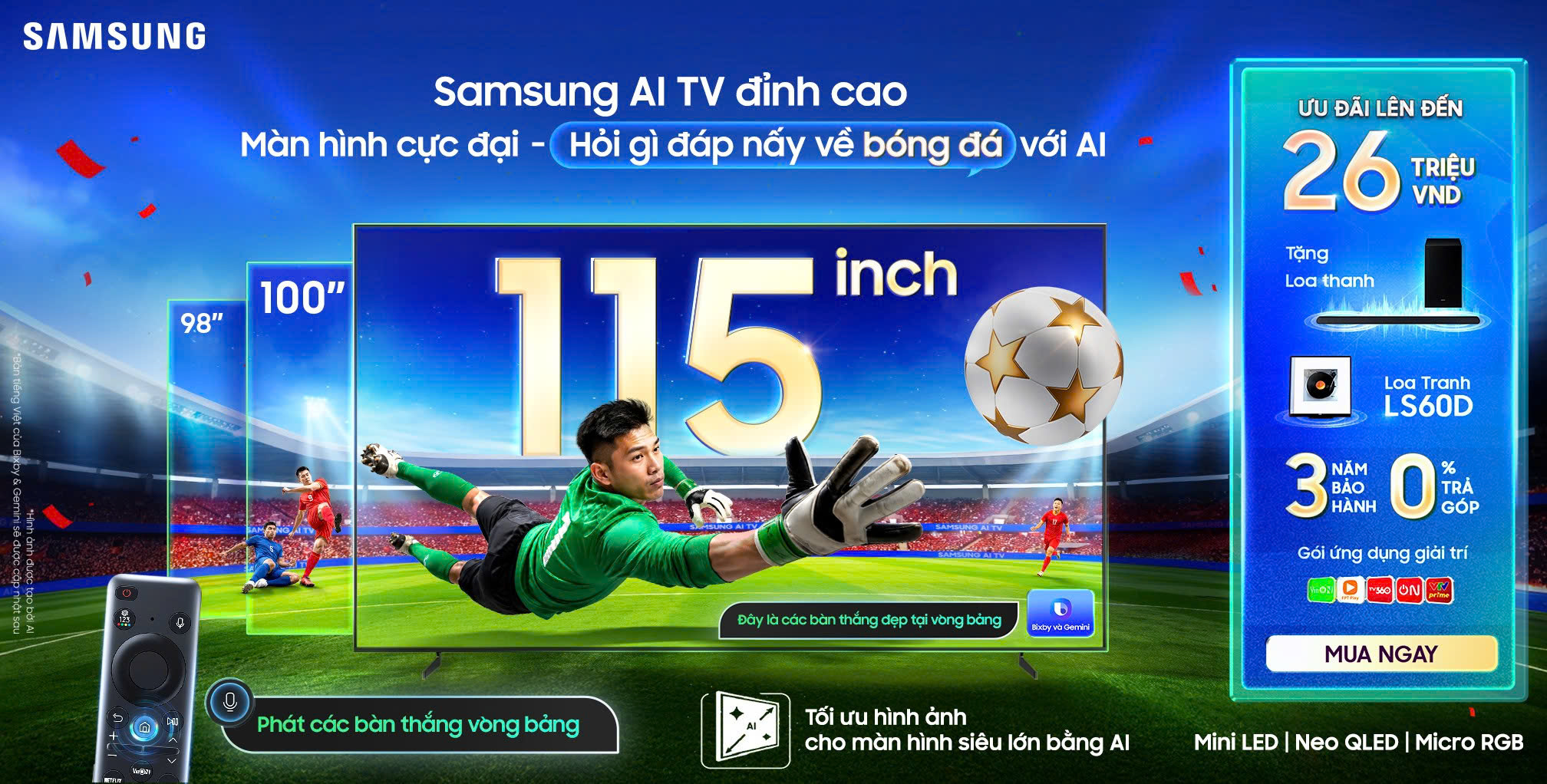 Samsung AI TV đồng hành cùng FPT Play – hướng đến ASEAN HYUNDAI CUP 2026, với nhiều ưu đãi hấp dẫn - AFF Cup BigSize