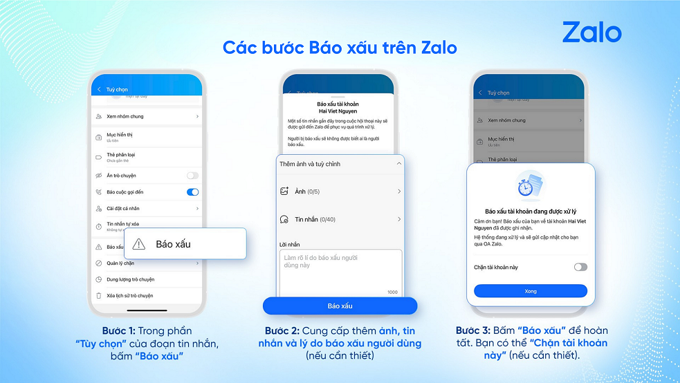 Zalo khuyến khích người dùng chủ động sử dụng tính năng "Báo xấu" của nền tảng - TRAI NGHIEM KHONG GIAN MANG AN TOAN VA HIEU QUA VOI TINH NANG BAO XAU TREN ZALO 1