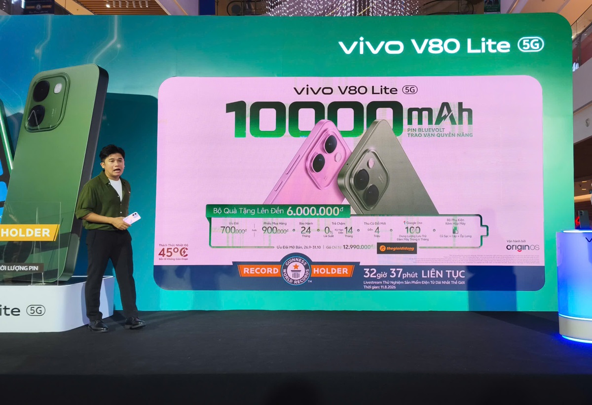 vivo V80 Lite 5G sở hữu pin 10.000mAh đạt KỶ LỤC GUINNESS THẾ GIỚI™, dùng liên tục không lo hết pin - 1790424969649 2293388118931018808 2744233372659051518 da4fb2877836ae0799a5ca80b2aea2ac