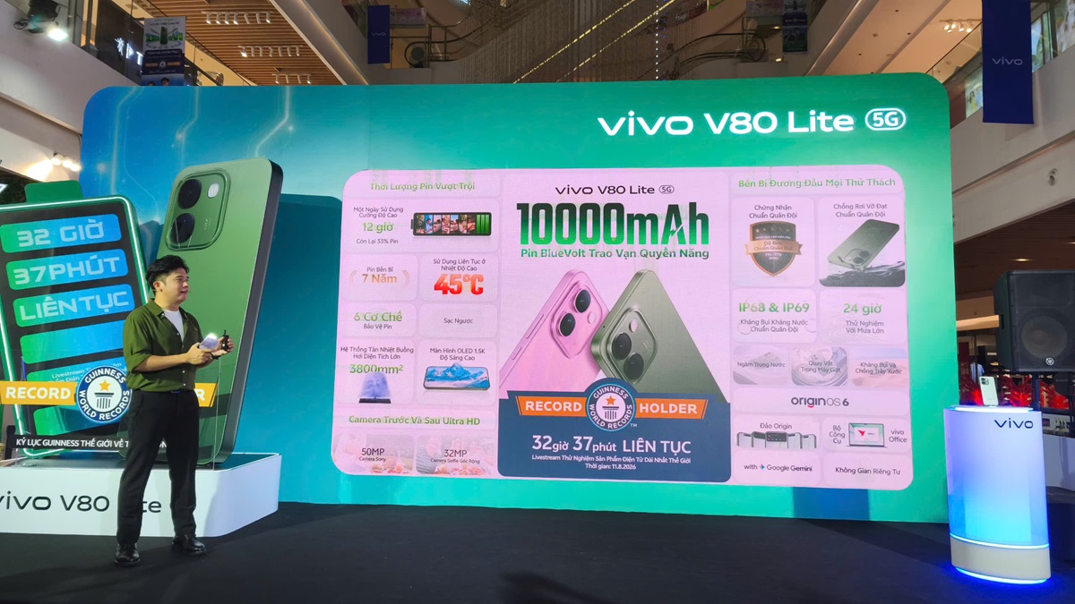 vivo V80 Lite 5G sở hữu pin 10.000mAh đạt KỶ LỤC GUINNESS THẾ GIỚI™, dùng liên tục không lo hết pin - 1790424969737 2293388118931018808 2744233372659051518 9a31b7f7450f09955284e5effc41d404